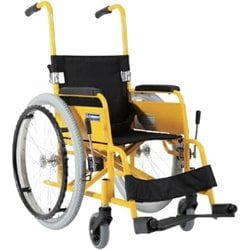 車いす（子供用・アルミ製）背折れ式 イエロー KAC-N32