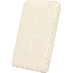 マグネット式 ワイヤレスモバイルバッテリー 5000mAh Qi2 MagSafe対応 Qi2認証品 2年保証 アーモンドミルク MOT-MBQI5001-AM