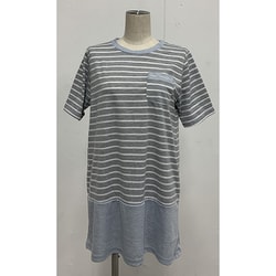MICHIKO LONDON 半袖ポケット付きボーダーチュニック グレー L 452529