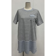 MICHIKO LONDON 半袖ポケット付きボーダーチュニック グレー L 452529