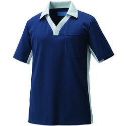 ニットシャツ M ネイビー×グレー KZN218-18