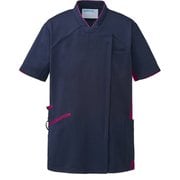 スクラブジャケット 半袖(男女兼用) 5L ネイビー×プラム 987-48