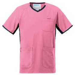 スクラブ（男女兼用） 3L ピンク×ネイビー 983-43