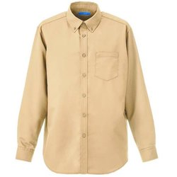 マルチボタンダウンシャツ長袖 M ベージュ KZN105-86