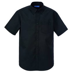 マルチボタンダウンシャツ半袖 M ブラック KZN106-85