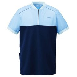 楽ポロ M アイスブルー×ネイビー KZN261-21
