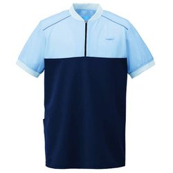 楽ポロ L アイスブルー×ネイビー KZN261-21