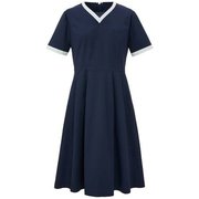 ワンピース半袖 M ネイビー×シルバー KZN326-48