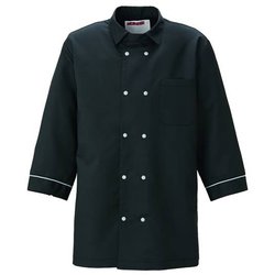 衿付きコックシャツ L ブラック KZN426-85