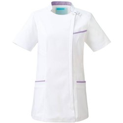 レディスジャケット半袖 L ホワイト×ライトパープル KZN700-17