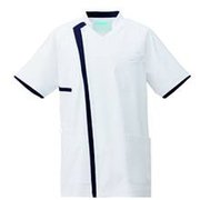 メンズスクラブジャケット半袖 M ホワイト×ネイビー KZN701-18