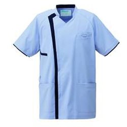 メンズスクラブジャケット半袖 M シャンビーブルー×ネイビー KZN701-41