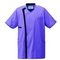 メンズスクラブジャケット半袖 LL メロパープル×ネイビー KZN701-44