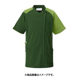スクラブジャケット半袖 M アイビーグリーン×カーキ KZN713-22