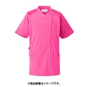 スクラブジャケット半袖 L コーラルピンク×オレンジ KZN713-24