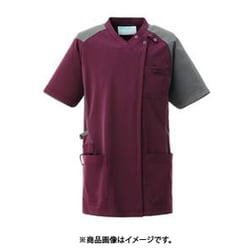 スクラブジャケット半袖 M カカオブラウン×グレー KZN713-26