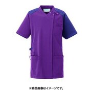 スクラブジャケット半袖 S ボルドー×バイオレット KZN713-27