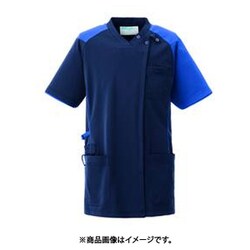 スクラブジャケット半袖 4L ネイビー×ロイヤルブルー KZN713-28