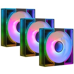 インフィニティミラー搭載 120mmARGBケースファン リバースモデル 3個パック ブラック DM8R-USBLACK-3IN1PACK