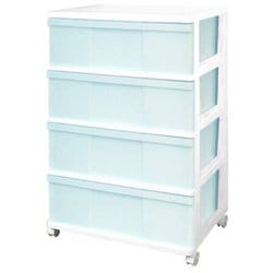 チェスト ワイド 収納ケース 4段 キャスター付き パステルカラー 幅60×奥行40×高さ80.5cm グリーン