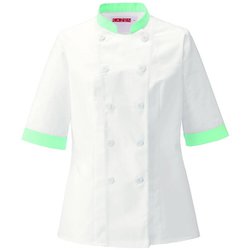 レディスコックシャツ LL ホワイト×ピスタチオ 690-72