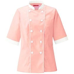 レディスコックシャツ L マンゴー×ホワイト 691-74