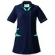 レディススクラブ 半袖 衿付 M ネイビー×ターコイズ×グレー 996-49