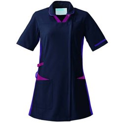 レディススクラブ 半袖 衿付 3L ネイビー×プラム×バイオレット 996-47