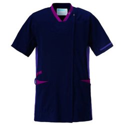 スクラブジャケット半袖(男女兼用) SS ネイビー×プラム×バイオレット 998-47