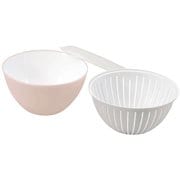 ボウル 3点セット 19cm ザル付き 蓋付き ララシャイン 抗菌耐熱カラーボウル クリアピンク HC-0853