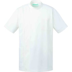 メンズ医務衣 半袖 M ホワイト 253-10
