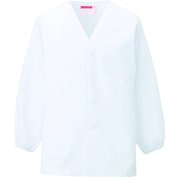 男子衿なし調理衣長袖 4L ホワイト 320-30