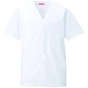 男子衿なし調理衣半袖 M ホワイト 322-30