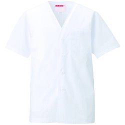 男子衿なし調理衣半袖 5L ホワイト 322-30