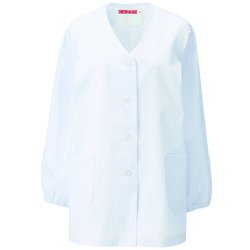 女子衿なし調理衣長袖 LL ホワイト 330-30