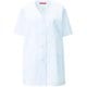 女子衿なし調理衣半袖 L ホワイト 332-30
