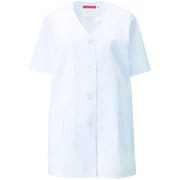 女子衿なし調理衣半袖 5L ホワイト 332-30