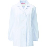 女子衿付調理衣 長袖 M ホワイト 335-30