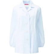 女子衿付調理衣 長袖 L ホワイト 335-30