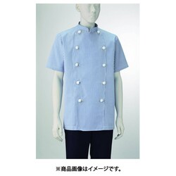 男子コックコート半袖 M ストライプ 412-99