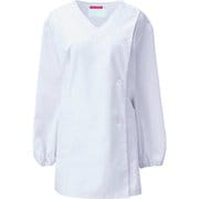 女子V衿調理衣 長袖 M ホワイト 525-30