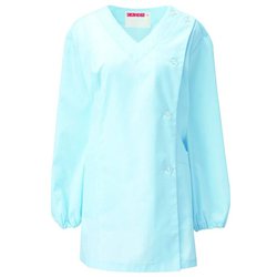 女子V衿調理衣 長袖 4L サックス 525-31