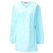 女子V衿調理衣 長袖 4L サックス 525-31