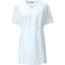 女子V衿調理衣 半袖 3L ホワイト 527-30