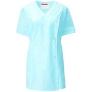 女子V衿調理衣 半袖 4L サックス 527-31
