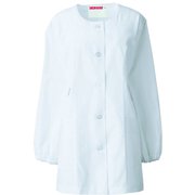 衿なし調理衣 長袖 LL ホワイト 740-30