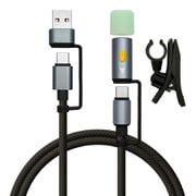 USB Type-C to Type-C + C to A変換 + LEDアダプタ付きケーブル 1.2m ブラック R12CACCLED3A01BK