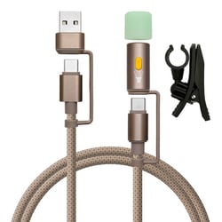 USB Type-C to Type-C ＋ C to A変換 ＋ LEDアダプタ付きケーブル 1.2m ベージュ R12CACCLED3A01BE