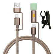 USB Type-C to Type-C + C to A変換 + LEDアダプタ付きケーブル 1.2m ベージュ R12CACCLED3A01BE