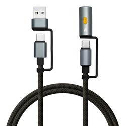 USB Type-C to Type-C ＋ C to A変換 ＋ 電熱線アダプタ付きケーブル 1.2m ブラック R12CACCCLS3A01BK